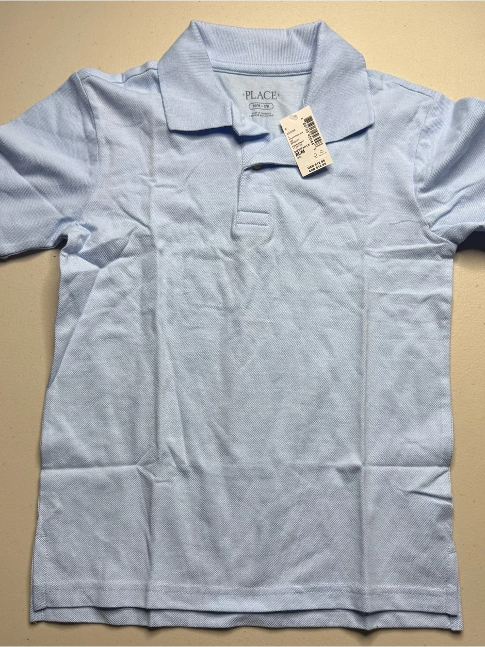 NWT Children’s Place Short Sleeve Light Blue Polo Top Shirt Kids Size Medium